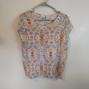 Rachel Zoe 100% linen boho resortwear vacation travel quiet luxury blouse large